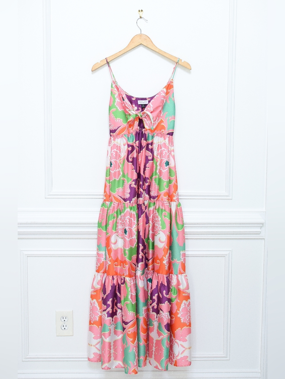 Anthropologie Delfi Collective Sebastienne Floral Maxi Dress Tie Front Size S - Picture 4 of 14